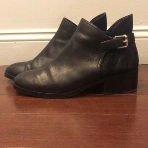 Cole Haan Black Leather and Suede Ankle Booties